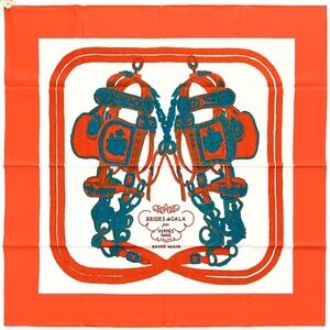 RARE! NWT Hermes Scarf "Brides de Gala" in Orange/Teal